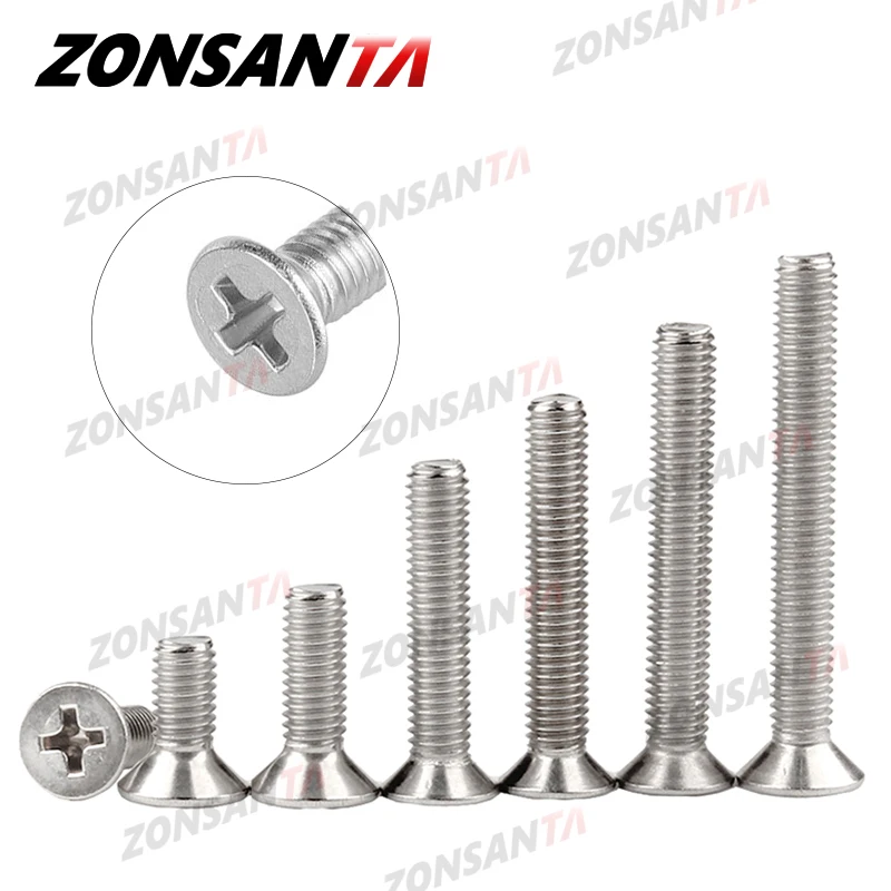 ZONSANTA M1.6 M2 M2.5 M3 M4 M5 M6 мини микро небольшой 304 Нержавеющая сталь крест Филлипс