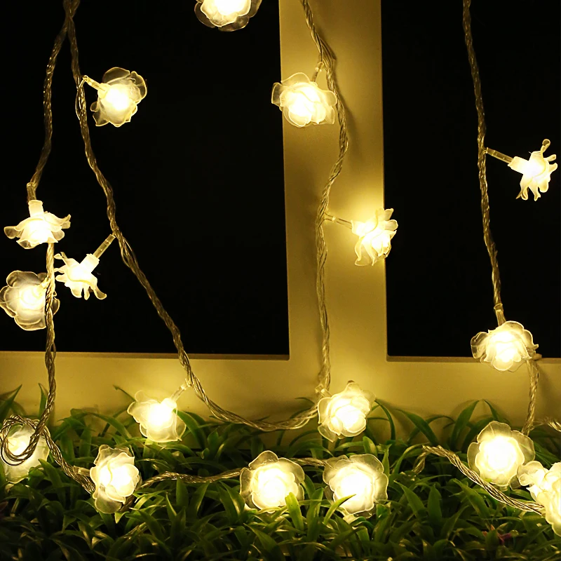 Рождественская светодиодная гирлянда в виде розы украшение для Дня Святого