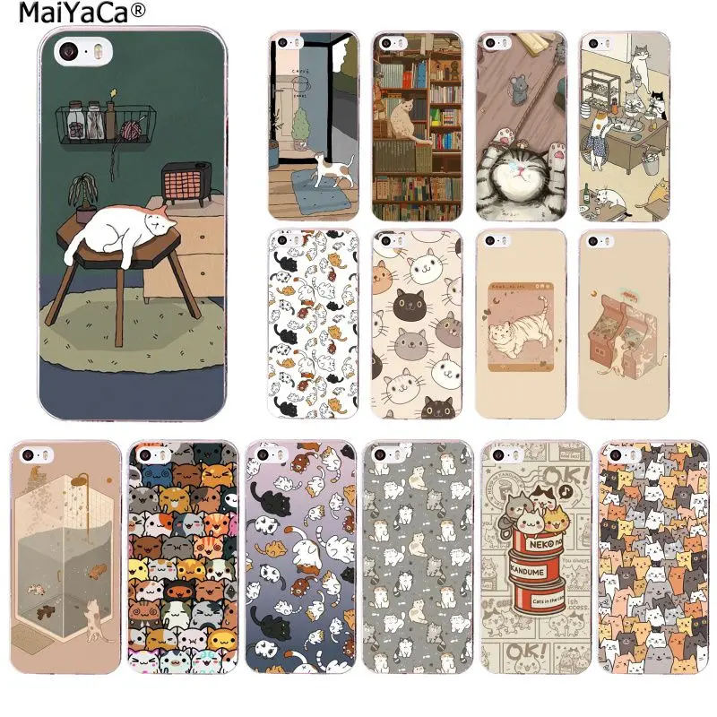 MaiYaCa Retro illustration Cute Japanese Cats Beautiful Phone Case for iphone SE 2020 11 pro XS MAX 8 7 6 6S Plus X 5 5S SE XR