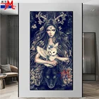 Алмазная 5D Вышивка сделай сам, картина в готическом стиле с изображением волка, совы, набор для мозаики, с цветами, девушкой-вампиром, полноформатная квадратная и круглая вышивка