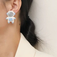 space astronaut pendant stud earrings piercing female cute temperament drop earrings high end flocking unusual jewelry 2021 new