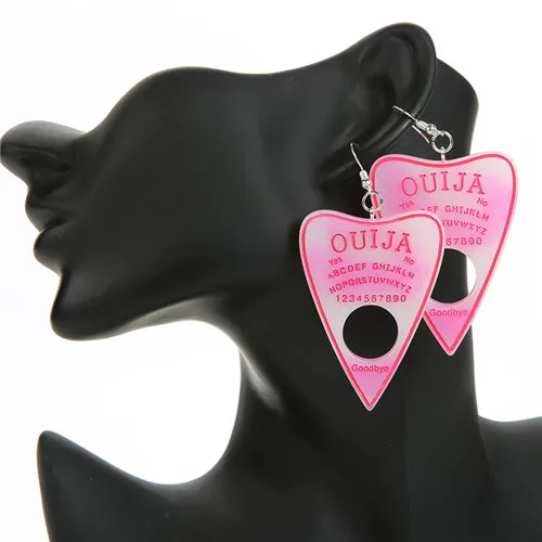 hotpink white 1 пара, женские серьги-капли, многоцветная смола, Ouija planchette, амулеты, полимерная серьга для подарка на день рождения, детские женские ювелирные изделия - Окраска металла: hotpink white