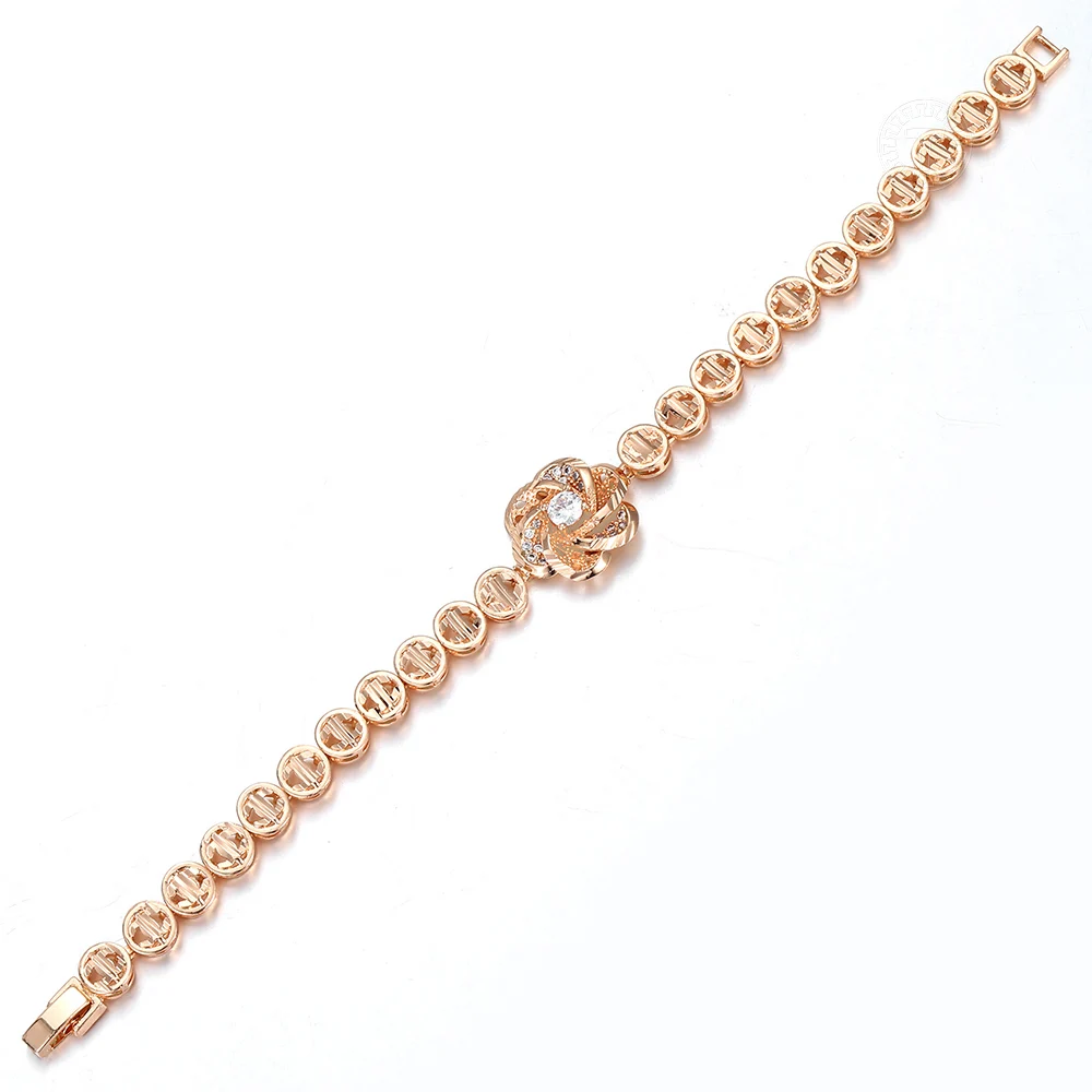Трендовый браслет для женщин и девушек 585 розовое золото подвеска со стразами в