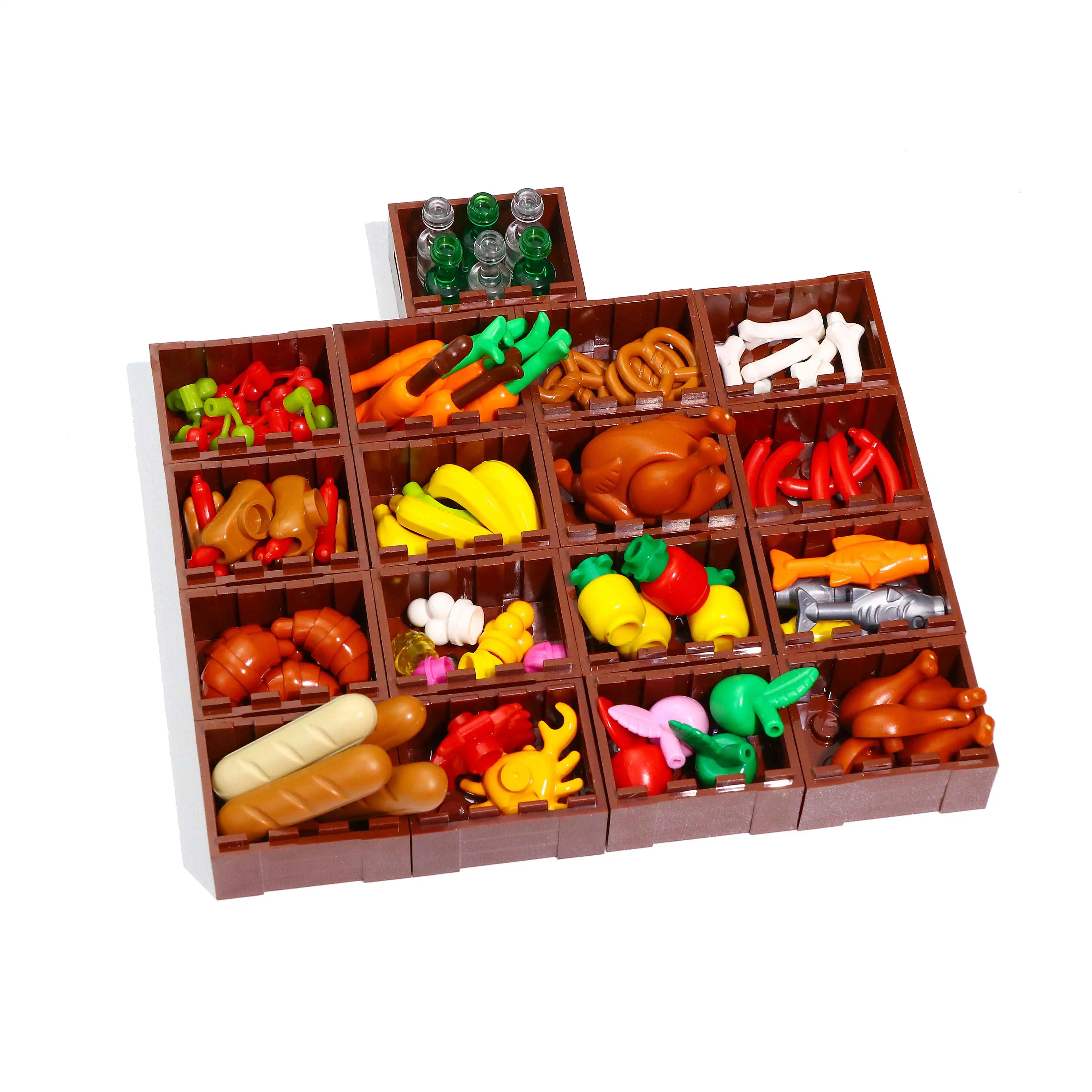 Полный набор деталей сделай сам строительные блоки еда хлеб рыба фрукты обжарка