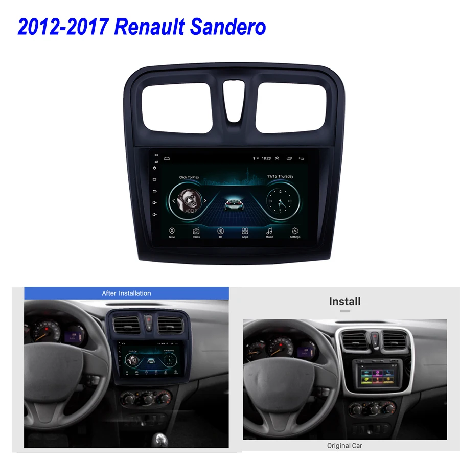 9" Super Slim Touch Screen Android 8.1 radio GPS Navigation for 2012- Renault Sandero Stereo car Multimedia with Bluetooth