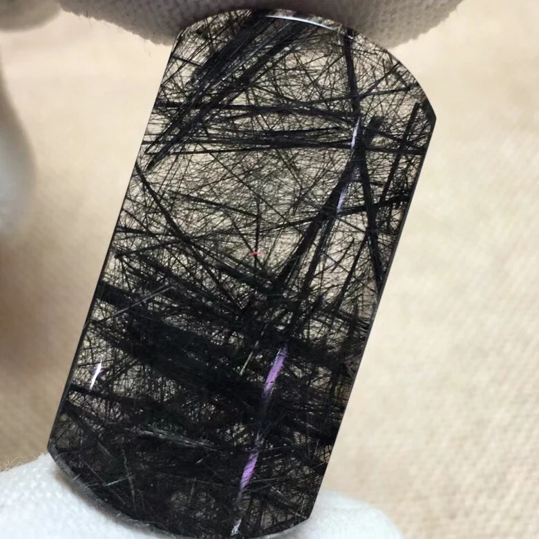 

Топ натуральный черный рутилированный кварц титановый Прямоугольный кулон драгоценный камень 36*19*8 мм кристаллическое ожерелье AAAAA