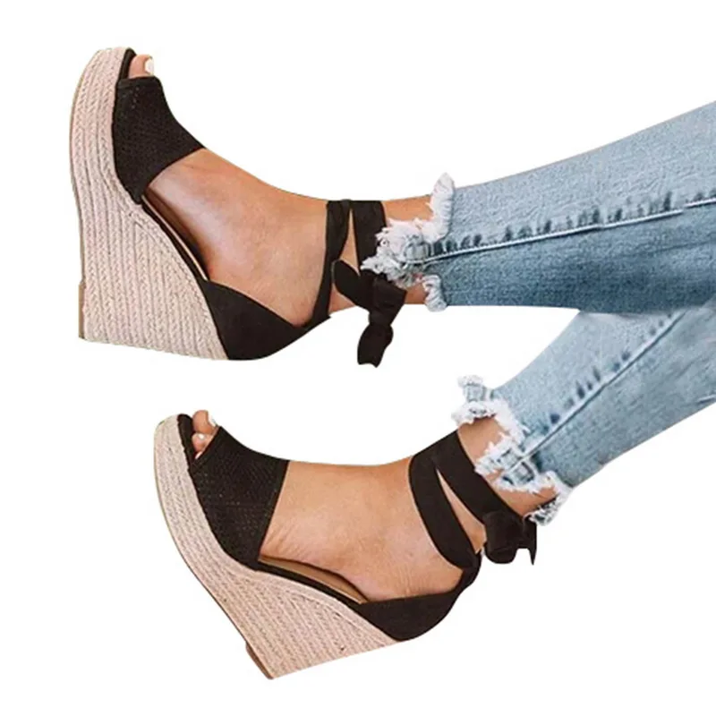 Летние пикантные босоножки Обувь на платформе и толстом каблуке с открытым