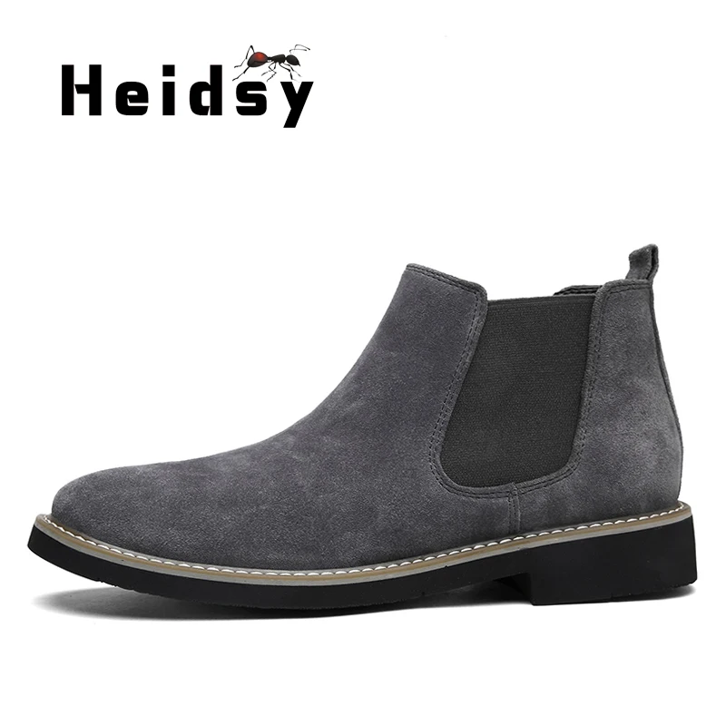 HEIDSY/новые модные ботинки Челси Мужская повседневная обувь Теплая мужская зимняя