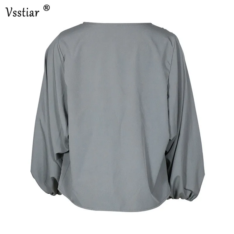 

Vsstiar Lantern Sleeve Loose Women Blouse 2020 New Fashion Street Club Solid Autumn Long Sleeve Tops Women Blouse Shirts