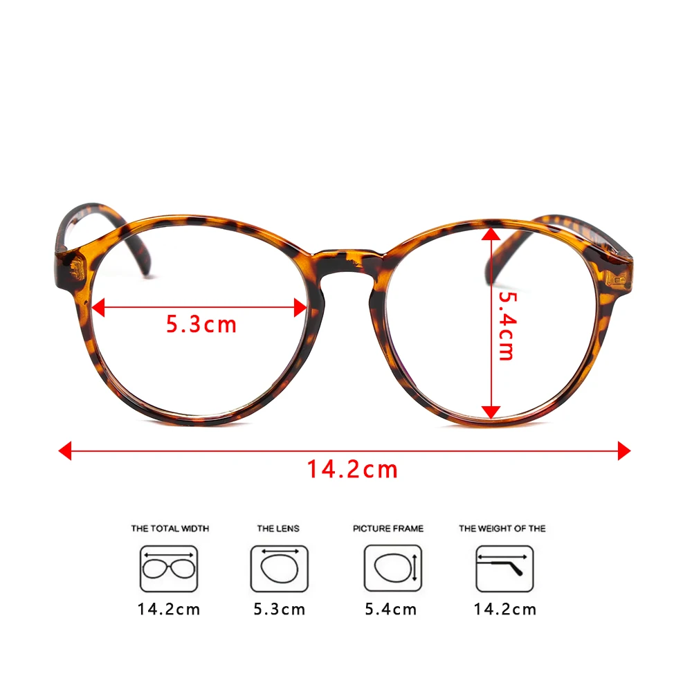 2021 Women Men Retro Round Leopard Lens Glasses Plastic Frame Optical Eyeglass spectacles Eyeglasses Vintage | Аксессуары для