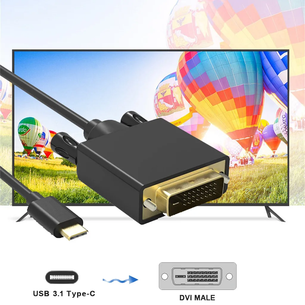 Usb Тип C к Dvi адаптер Full 1080p аудио видео конвертер Кабель Провод шнур линия передачи