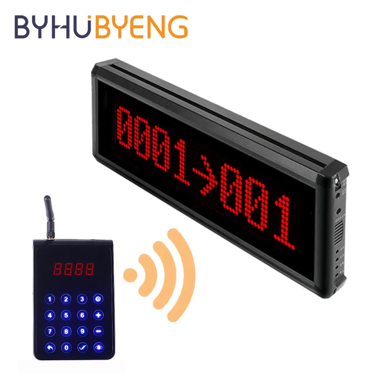 BYHUBYENG LED Display Long Distance Wireless Queue Management Calling Restaurant Paging System Waiter Customer Pager Service