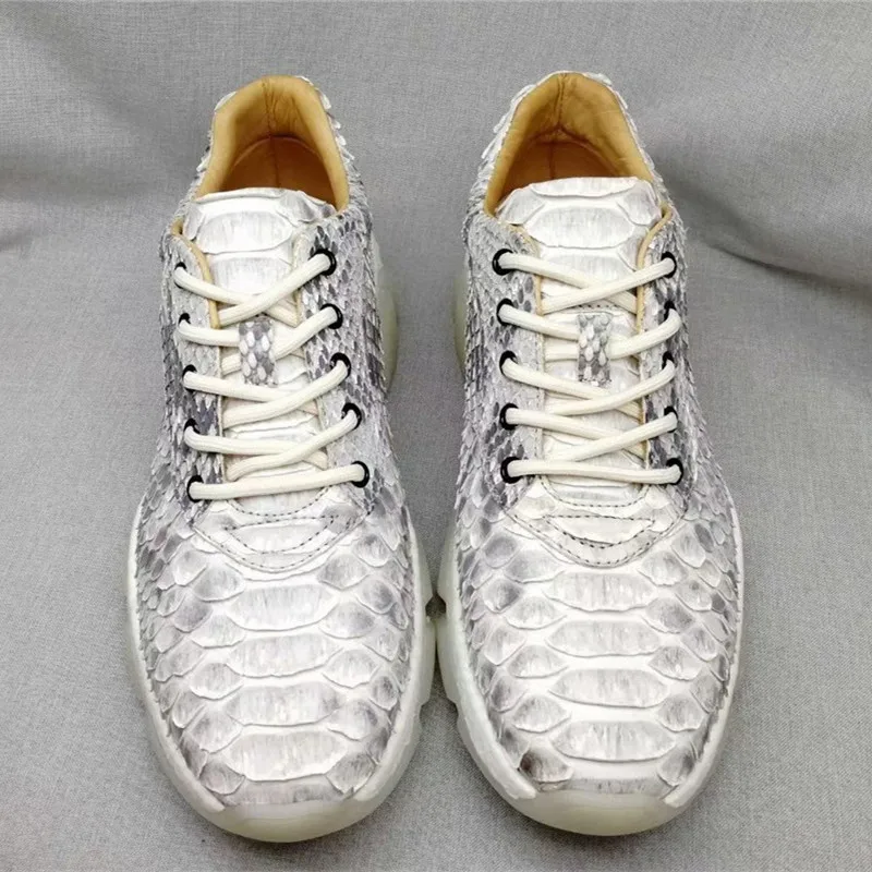 

Кроссовки унисекс из натуральной кожи питона на шнуровке