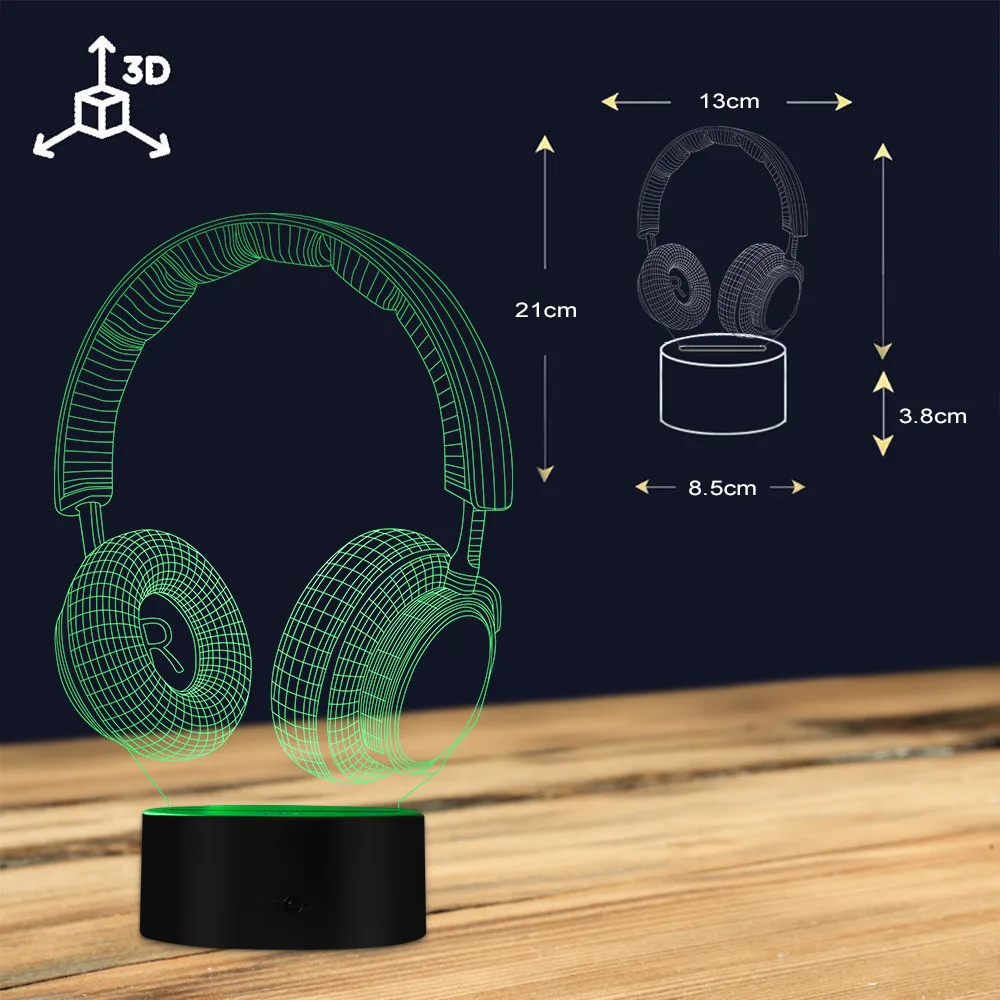 Современные наушники гарнитура декоративный светильник ing Art настольная лампа 3D