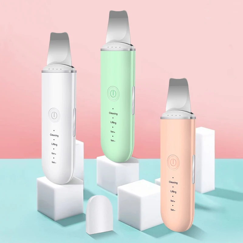 Ультразвуковой скруббер для кожи очиститель лица Ион акне угрей пилинг лопаты