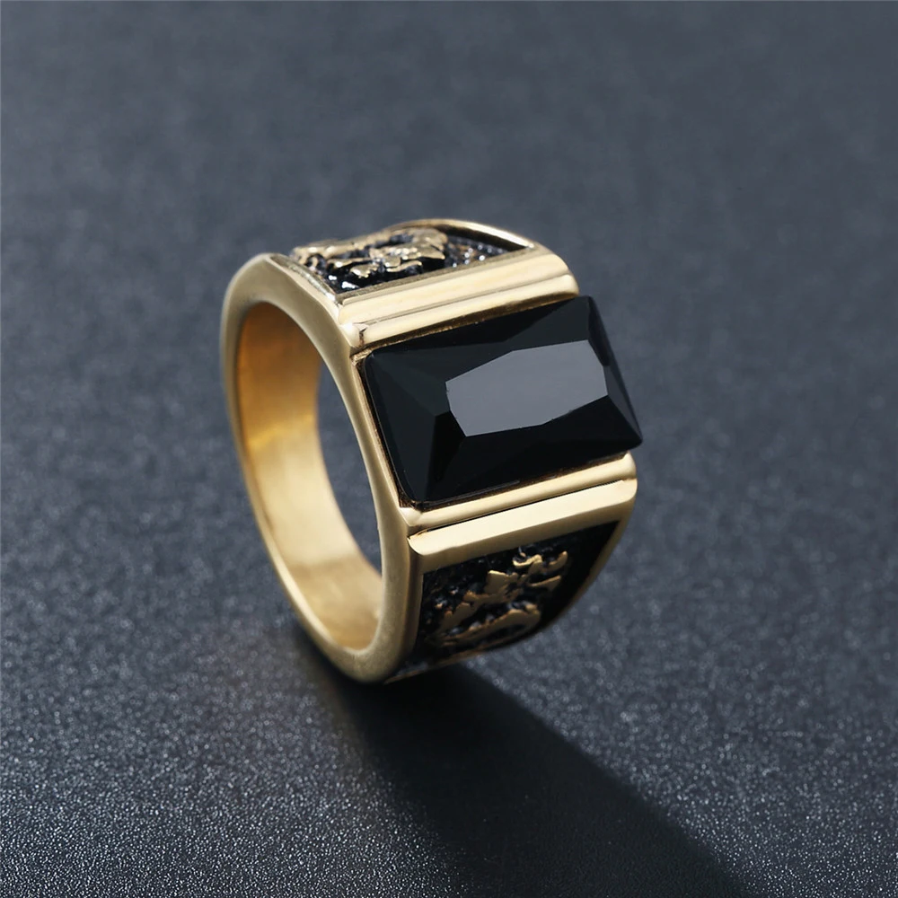 

Оптовая продажа двойной дракон кольца из титановой стали черного цвета с украшением в виде кристаллов литья разноцветные ювелирные издели...