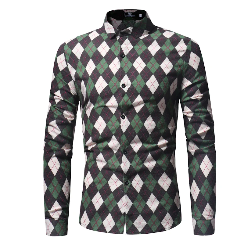 

Men's printed shirt new fashion casual long sleeve shirt for spring 2021 men's slim shirt