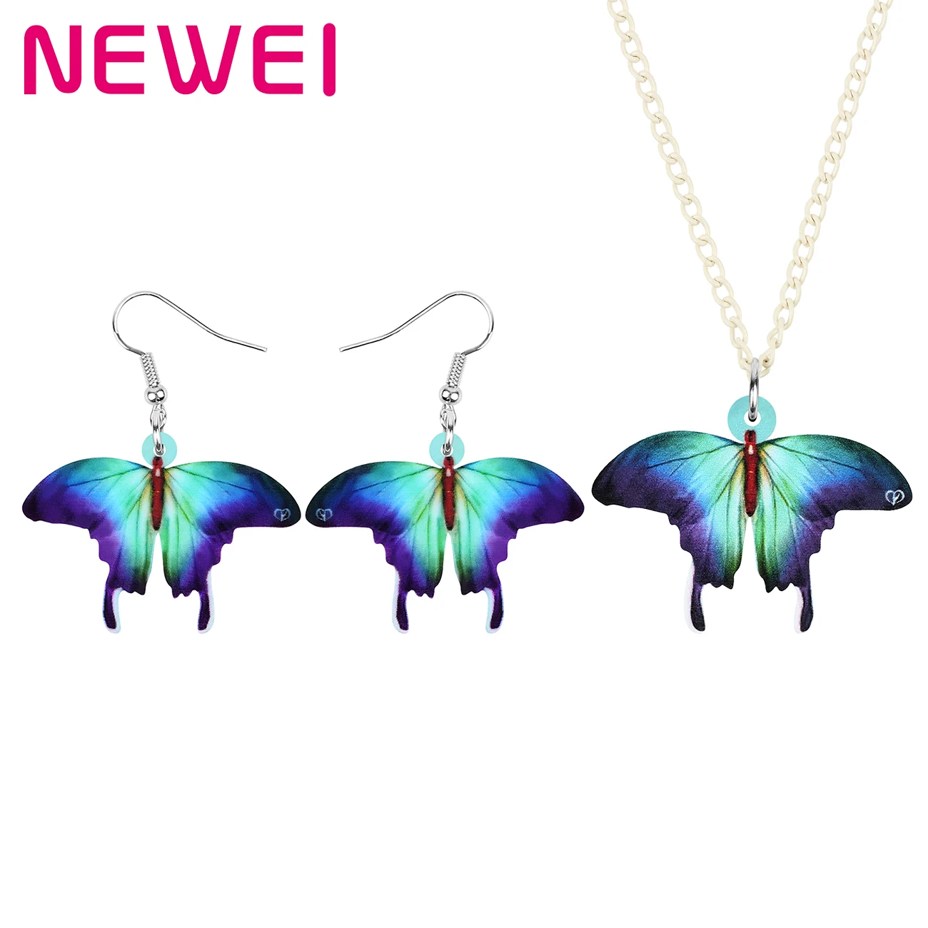 

Newei Acrylic Blue Morpho Butterfly Jewelry Sets Animal Insect Necklace Earrings For Women Teens Girls Novelty Festival Gifts