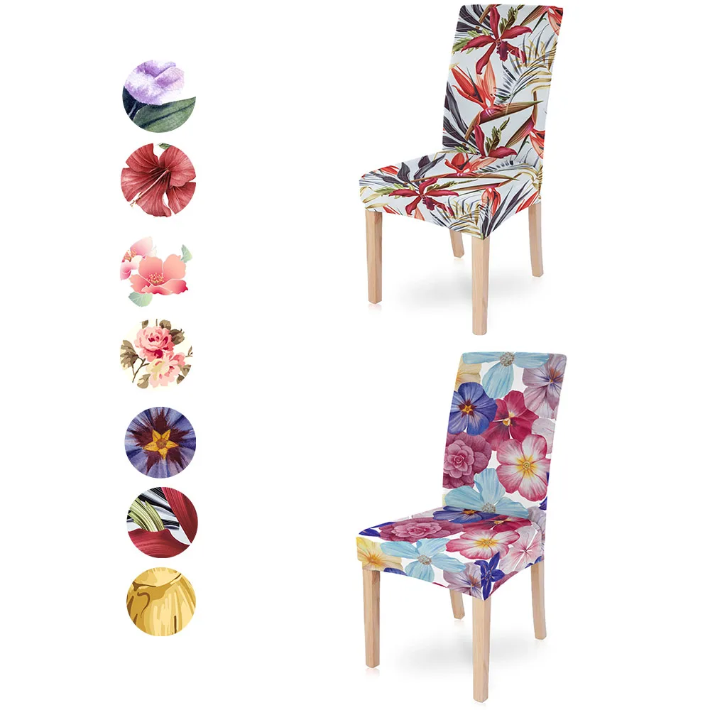 Эластичная ткань с цветочным принтом украшение для столовой чехлы на стулья из