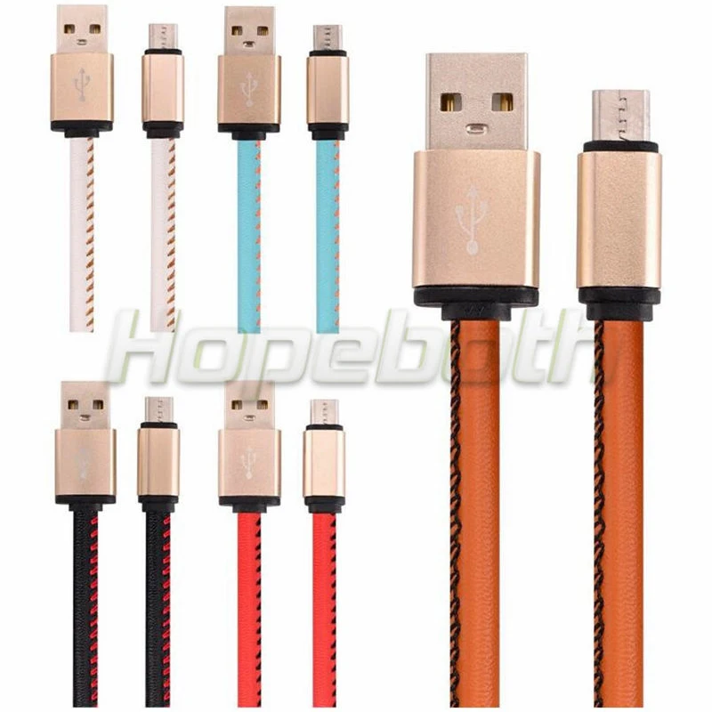 Роскошный кожаный кабель Micro USB 100 шт./лот 1 м 3 фута для быстрой зарядки телефона