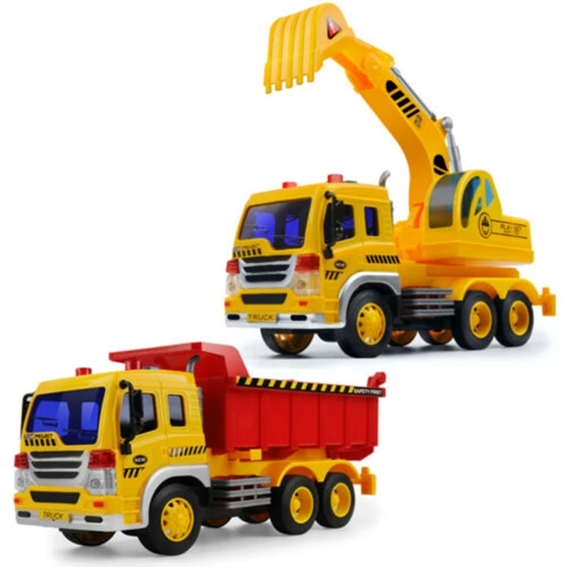 

2Pcs Inertia Dumping Truck Excavator Construction Toys Demolition Vehicle Cars Baby Toys Children's Birthday Gifts
