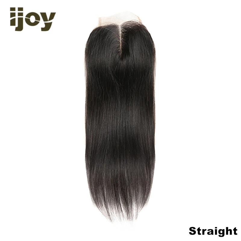Kinky Curly Hair Closure человеческие волосы для наращивания 4x4 закрытие шнурка натуральный цвет "-20" бразильский кудрявый закрытие Non-Remy IJOY - Цвет: Straight