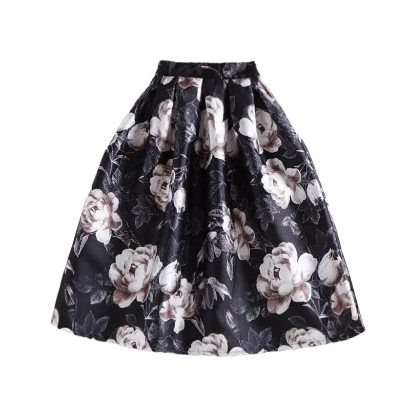 Женская винтажная Юбка-миди с высокой талией и цветочным принтом | одежда