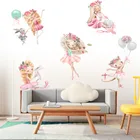 Милый зайчик балетные костюмы для девочек с кроличьим мехом на воздушном шаре наклейки на стену для детской комнаты детские наклейки на стену в детскую девушка комнаты домашний Декор цветок наклейки