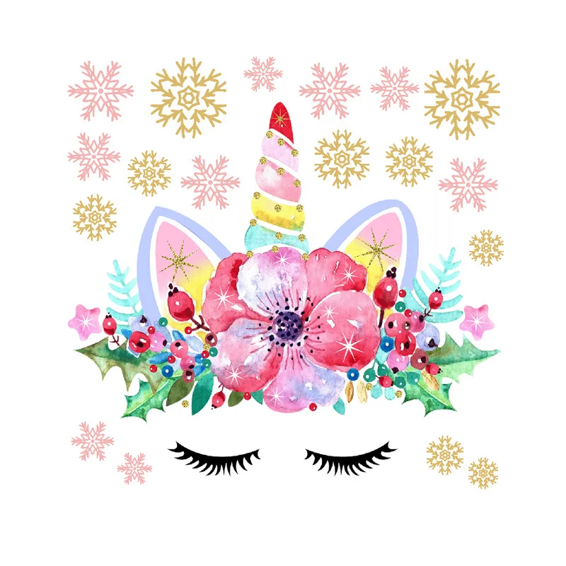 Красочный цветочный Единорог наклейки на стену 3D художественная Наклейка в виде