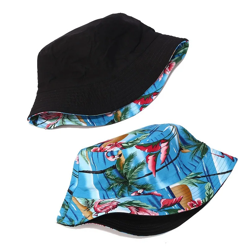 

New Ladies Cap Floral Printed Double-sided Wearing Spring Summer Sun Hat Outdoor Travel Folding Basin Bucket Women Fisherman Hat