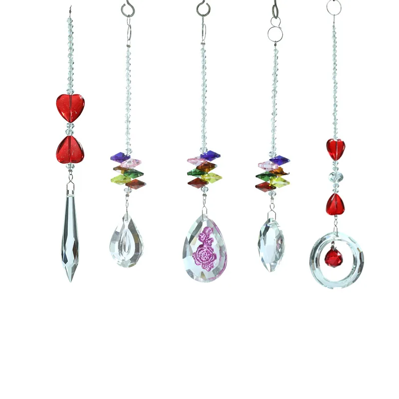 

Hanging Crystal Suncatcher Rainbow Maker Prism Pendant Craft Chain Hanging Window Ornament Home Garden Decoration Celestial Gift
