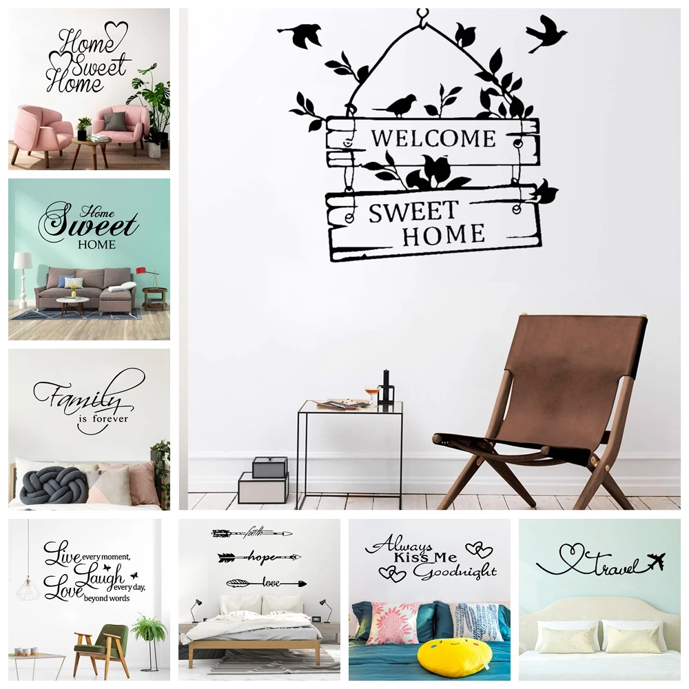 

Creative Sweet Home Frase Removable Wall Sticker For Living Room Viny Decals Home Decor Bedroom Phrase Pvc Stickers Mural