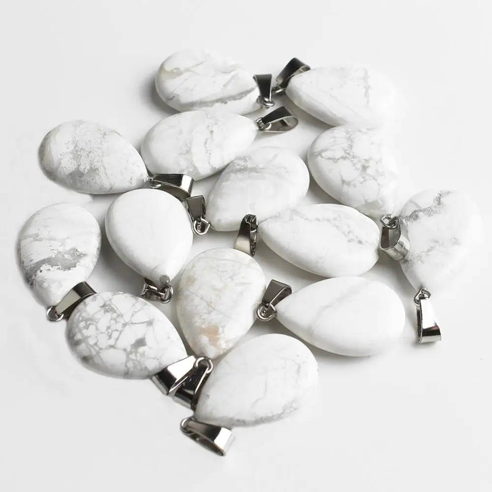 Howlite 10 шт./лот, подвески в форме капли воды, подвески, подвески с кварцевым тигровым глазом, бирюза, унакит, подвеска для ювелирных изделий, сделай сам, браслет - Цвет: Howlite