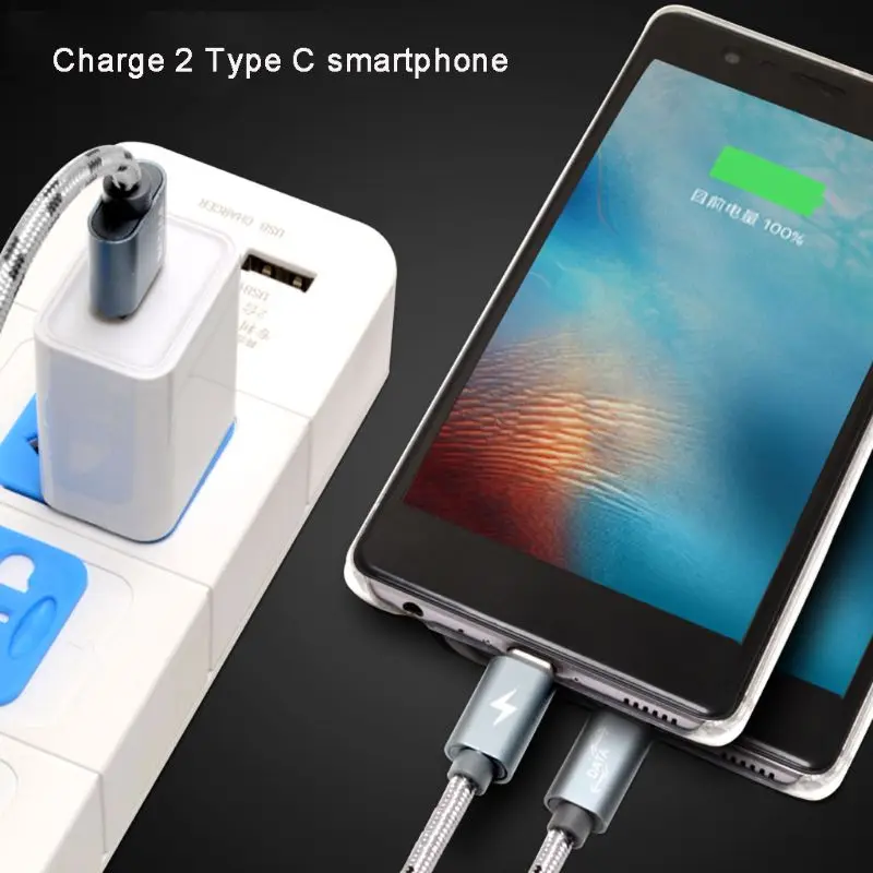 USB 2,0 type A Мужской Двойной usb type C сплиттер папа-папа Y Быстрая зарядка кабель для передачи данных провод для Samsung huawei HTC ZTE Android Mobile
