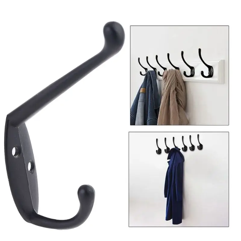 

9 Pack Coat Hooks Wall HooksHeavy Duty Wall Mounted for Hat Hardware Dual Prong Retro Coat Hanger with 20 Screws（Black/Gold）