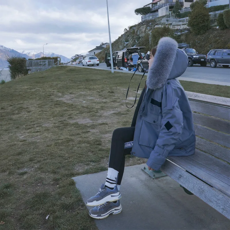 Новинка модное хлопковое Женское пальто YASUGUOJI с меховым капюшоном плотное теплое