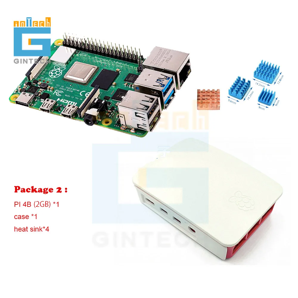 Оригинальный Raspberry Pi 4 Model B 2 Гб комплект + чехол из АБС-пластика теплоотвод 3A