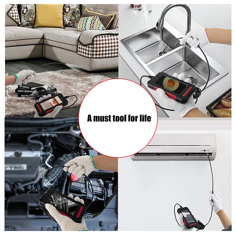 

Industrial Endoscope 3.9mm Home Drain Snake Camera 1080P HD 4.3' 'Screen IPS IP67 Semi-Rigid Snake Camera with 32GB TF Card