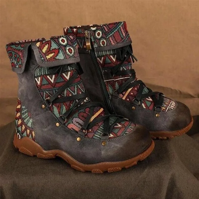 2021 Women's Winter Shoes Martin Boots Gothic Stitching Comfortable Flat Women's Boot Ankle Boots for Female