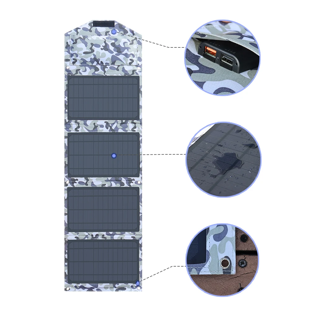 

Folding Solar panel usb solar phone charger 5v 2A 3A Dual USB cell Port Waterproof 14W 21W 28W for Tablet Phone Loptop Mobile