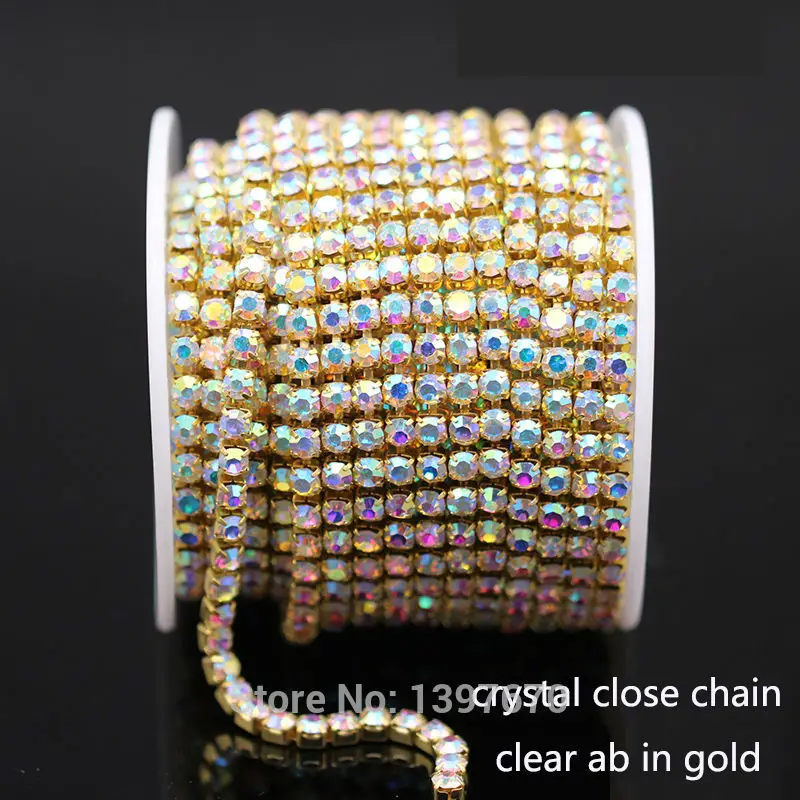 10 метров ss6-ss18 Стразы AB Crystal отделкой цепочкой чашка цепочка с подвеской в виде