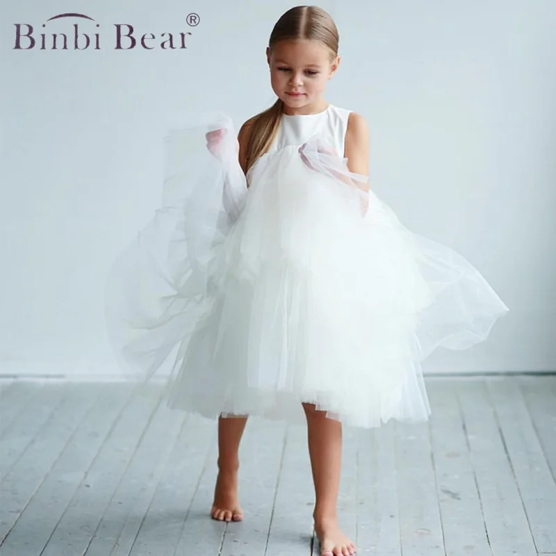 

Summer Girls Dress Birthday Party Princess Polka Dots Gown Flower Wedding Tutu Fluffy Kids Clothes Dresses Children Vestidos