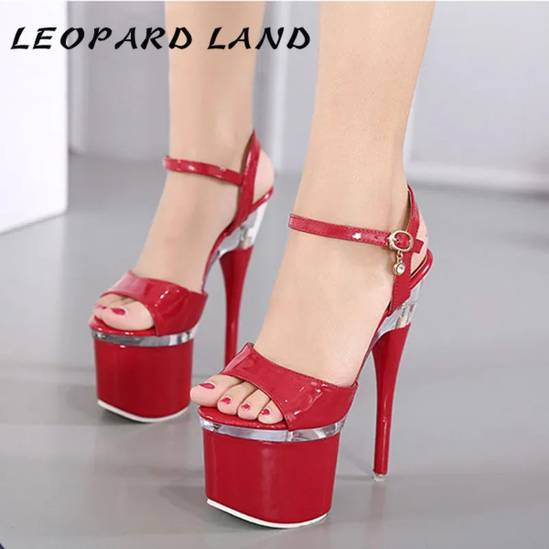 

LEOPARD LAND 34-38 Women Sexy Party Super High Heels Platform Fish Toe Sandals for Women 7.5cm platfrom 14cm Sandals LFD-10368