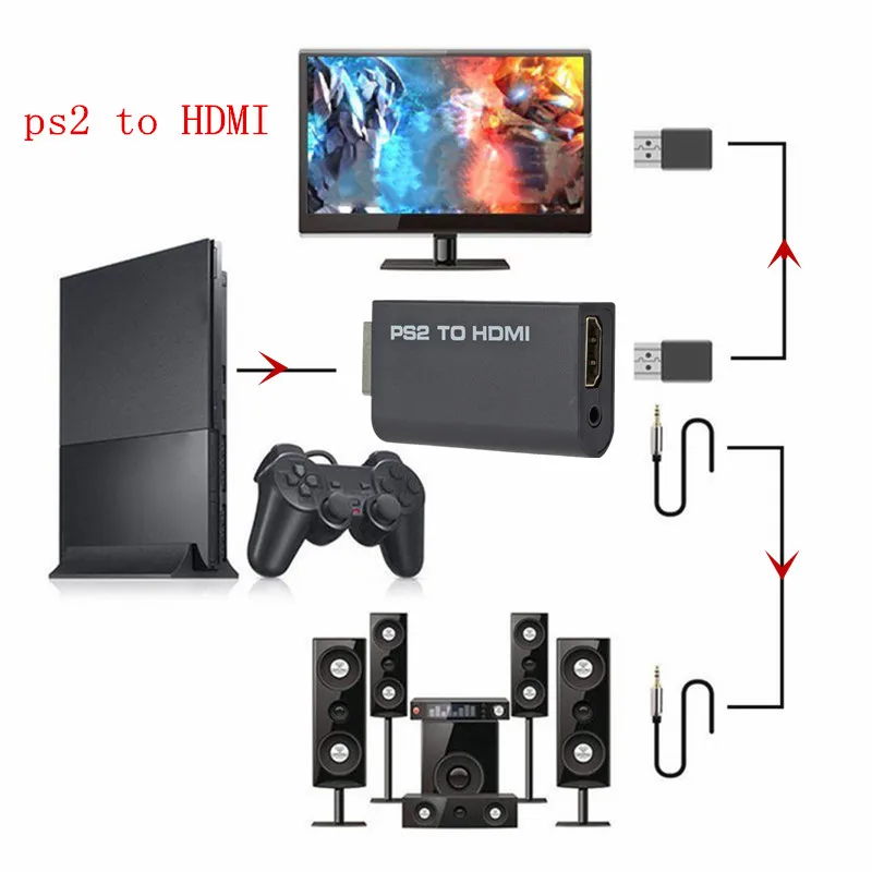 Портативный Аудио-и видеоконвертер PS2 в HDMI 480i/480p/576i с аудиовыходом 3 5 мм