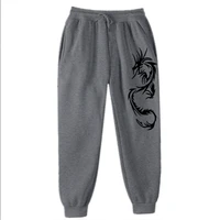 casual sports pants solid color totem black dragon pattern cool and fashionable street jogging mens and womens trousers
