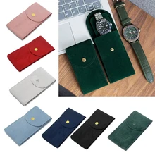 Watch Pouch Flannelette Fabric Watch Bag Durable Travel Pouch Case Buckle Design Not Easy to Fall Of