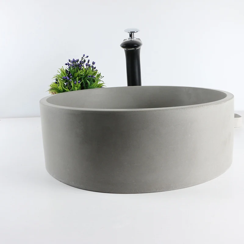 Круглая раковина из цемента ручной работы умывальник креативный в ванной