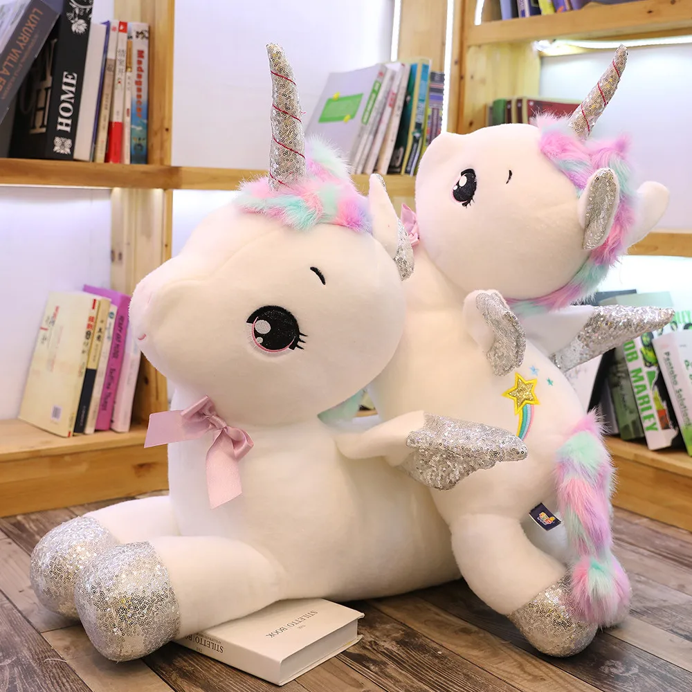 30-80cm Giant Kawaii White Unicorn Plush Toys Soft Stuffed Unicornio Soft Pillow Dolls Lovely Animal Horse Gift for Kids Girls