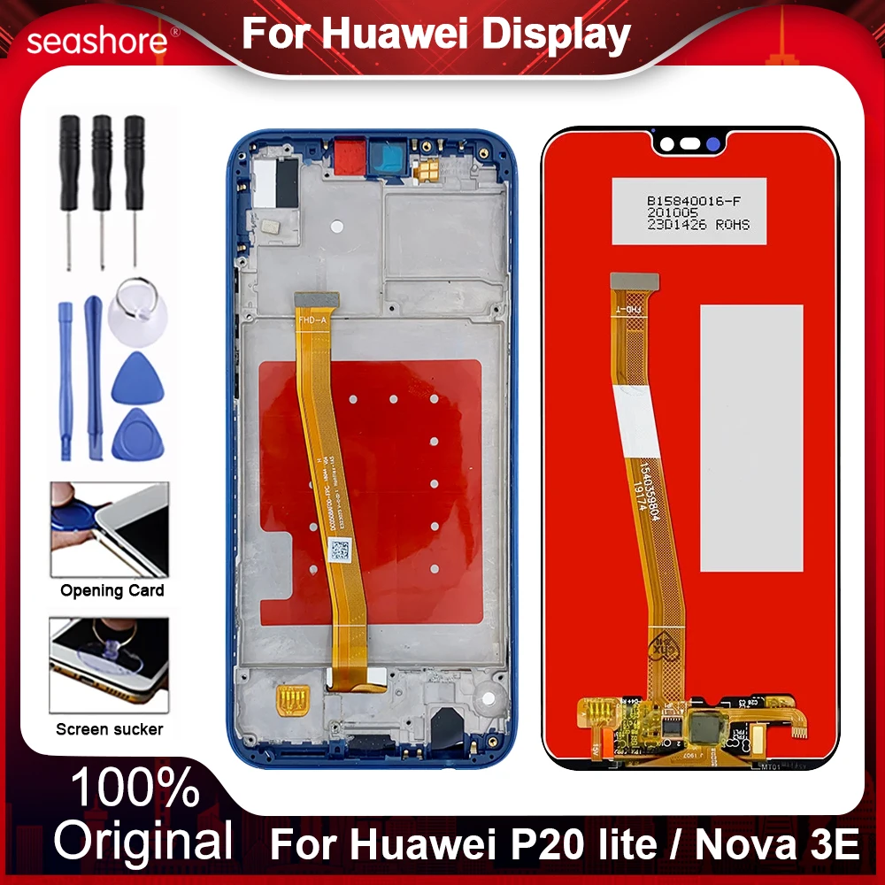 Pantalla Original para Huawei P20 Lite pantalla Lcd con marco para Nova 3e Digitalizador de pantalla t&aacute;ctil ANE-LX1 ANE-LX3 piezas de repuesto-0