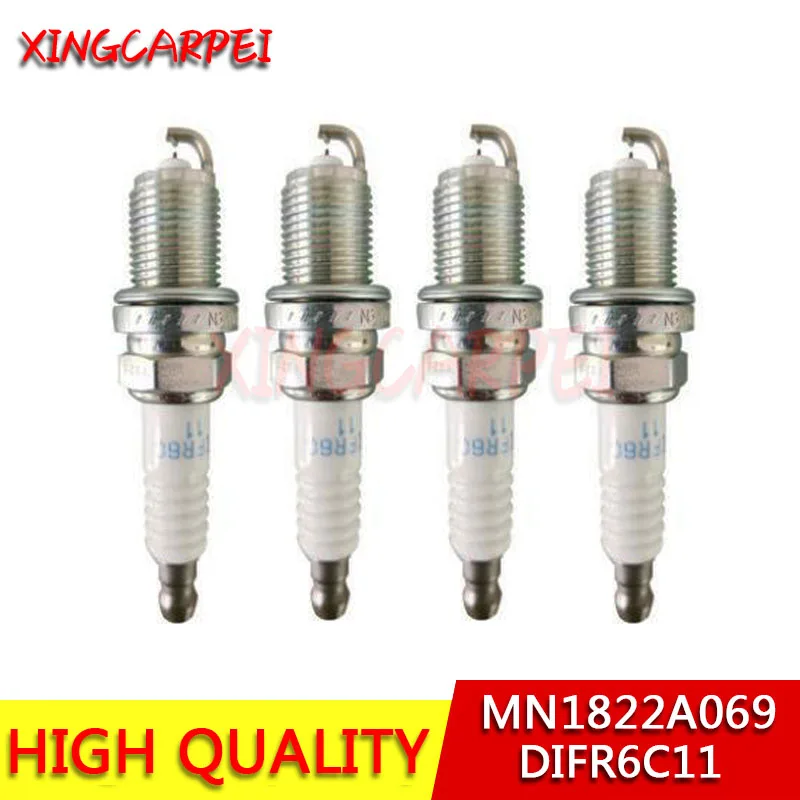 4 × MN1822A069 DIFR6C11 двойная иридиевая Свеча зажигания для 2011-2014 Mitsubishi RVR 2.0L L4 комплект